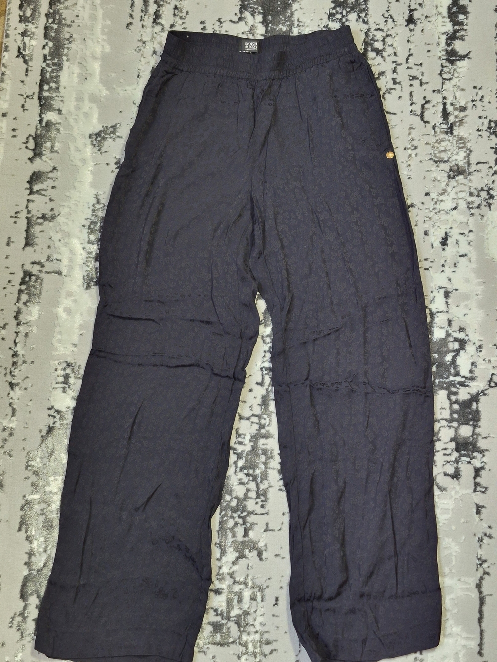 Scotch&Soda wide leg pull-on trousers relaxed crinkled texture elastic waistband